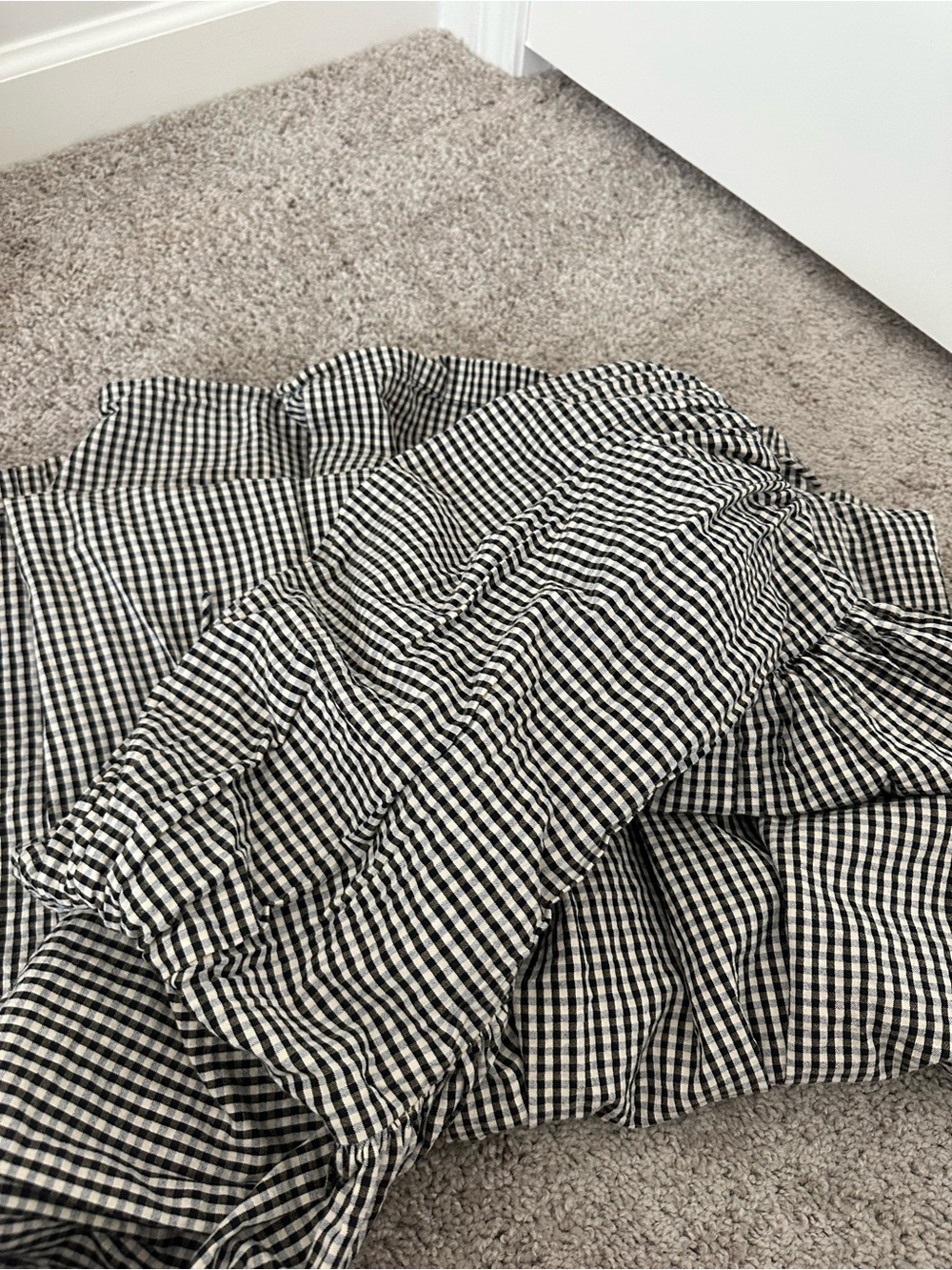 Smocked Strapless Gingham Midi Dress in Black & White - Picture 6 of 6